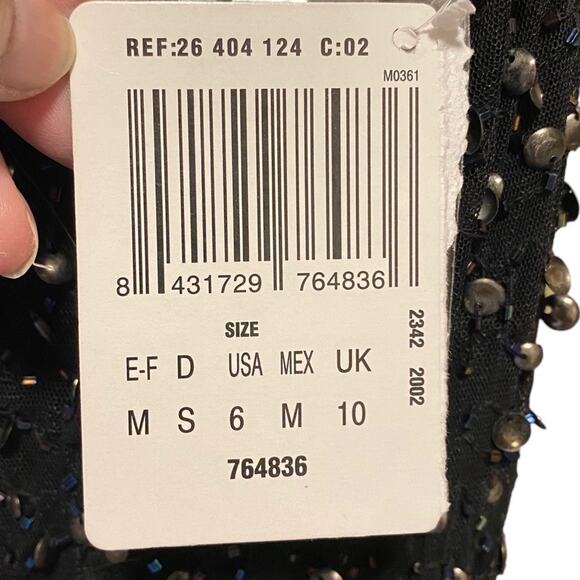 New MNG From Mango Dress Women’s Size 6 Asymmetrical Black Glitzy Evening Gown - Picture 12 of 16